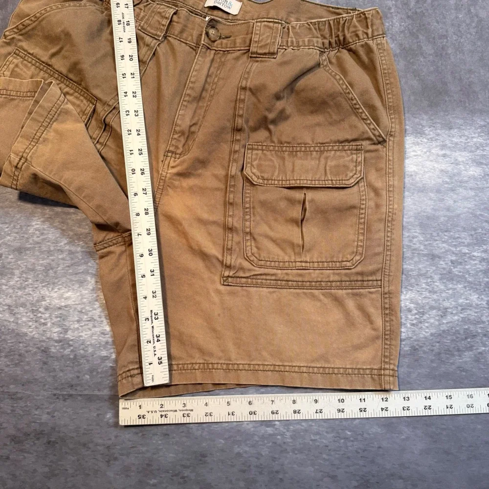 VTG Croft & Barrow Mens Brown Cotton Cargo Shorts 36 Elastic Waist Faded